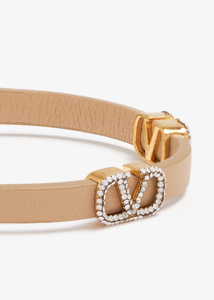 ★人気★ Valentino Vlogo Signature Cotton Bracelet Beige Vlogo Signature Bracelet In Cotton And Swarovski® Crystals