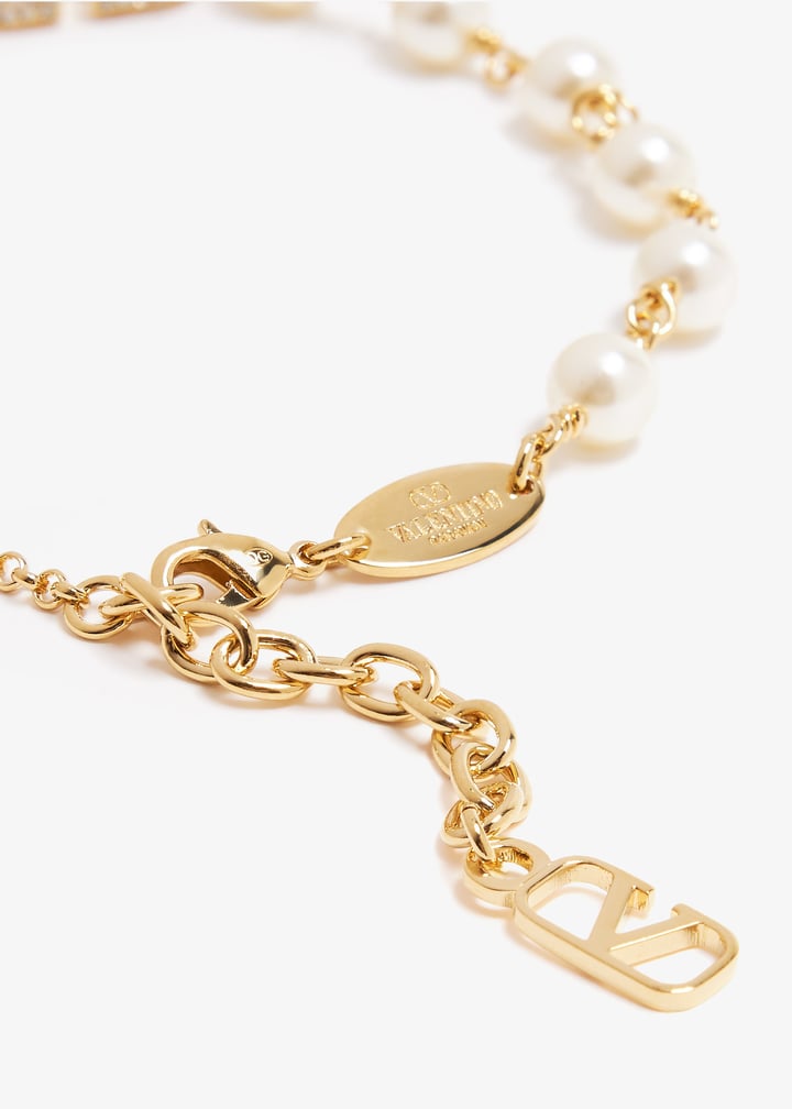 ブレスレット VALENTINO Gold V-Logo Pearl Bracelet J0G16 QVS R91 Valentino Garavani VLogo Signature Pearl Bracelet | White