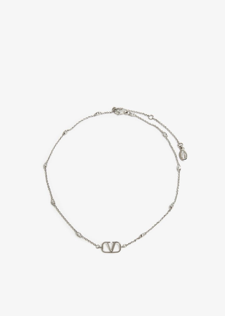 【送関込】VALENTINO☆Mini vlogo signature necklace Mini Vlogo Signature Necklace In Metal And Swarovski