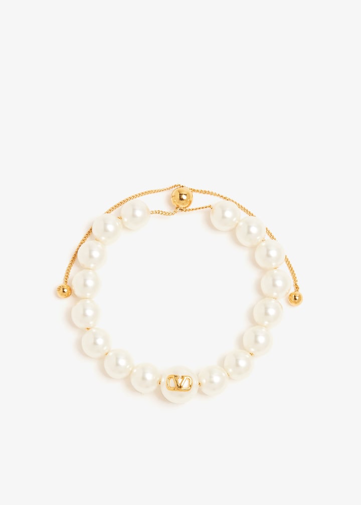 【Valentino】BRACELET VLOGO SIGNATURE PEARL◆7W2J0G16UXM VLogo Signature Bracelet with Pearls Valentino Garavani Oro