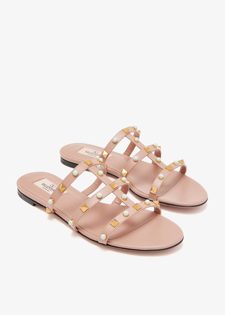 Valentino Garavani Rockstud flat sandals for Women - Pink in