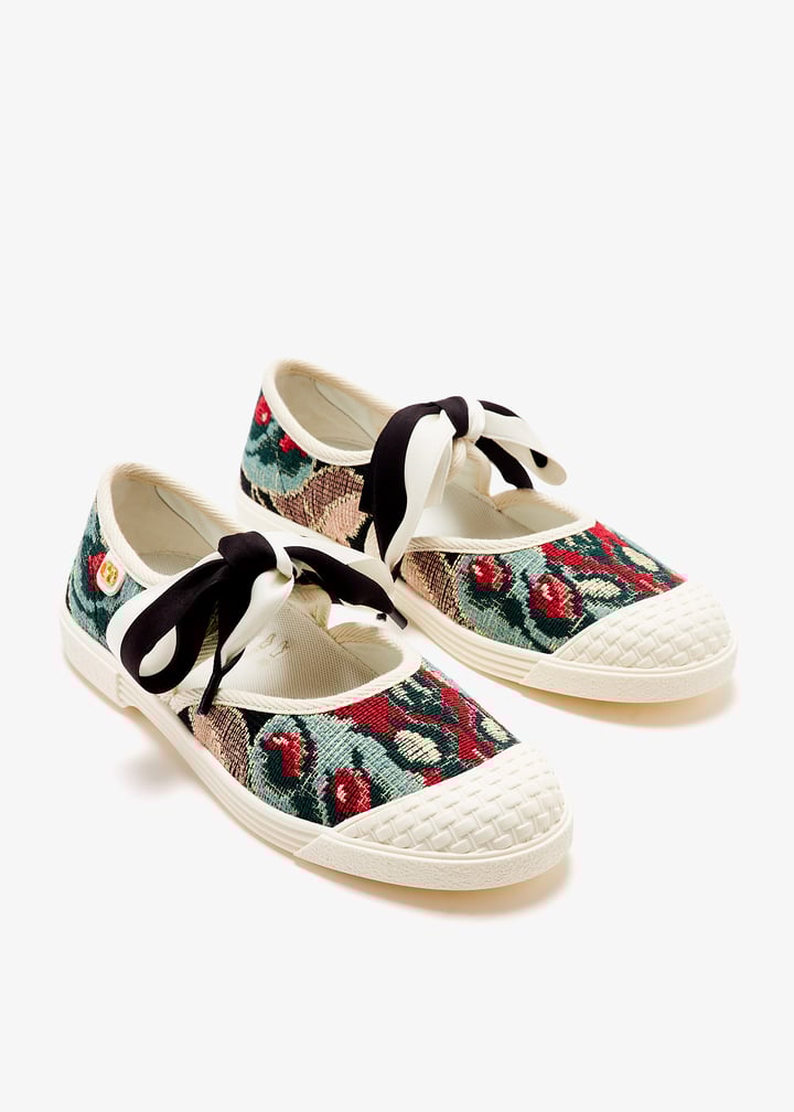 スニーカー VALENTINO Valentino Garavani 'Bay By Bay' ballerina sneakers Bay by Bay Ballerina rubber-trimmed printed silk-jacquard