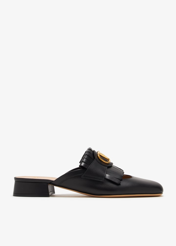 【関税&送料込】Valentino Garavani Black Leather Vlogo Signa Valentino Garavani VLogo Signature mules for Women - Black