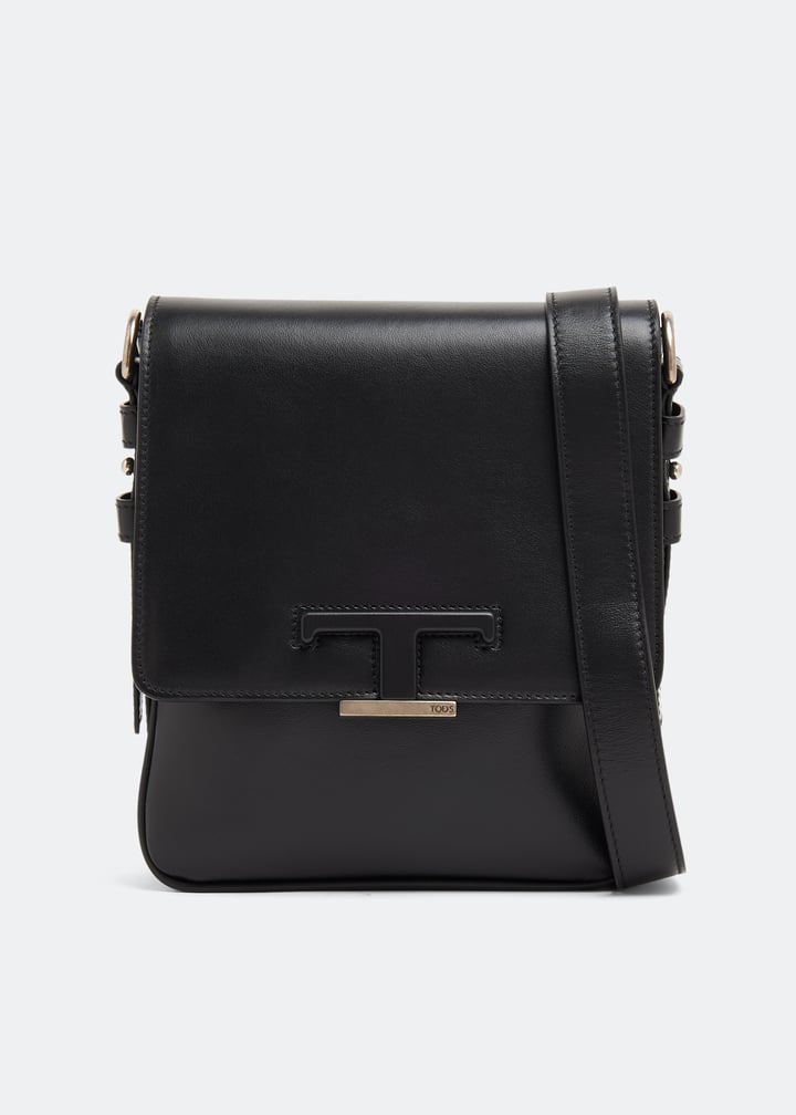 セール♪2WAY TOD'S T timeless Crossbody TSI CARTELLA Woman BLACK T Timeless Crossbody Bag in Leather Mini