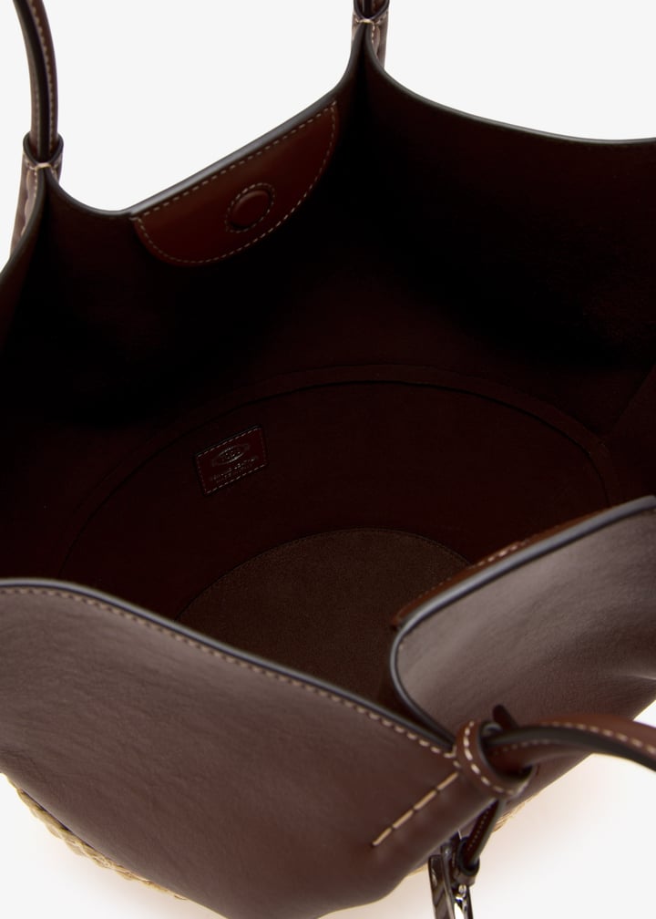 Tod's Straw and leather medium tote bag for Women - Brown in