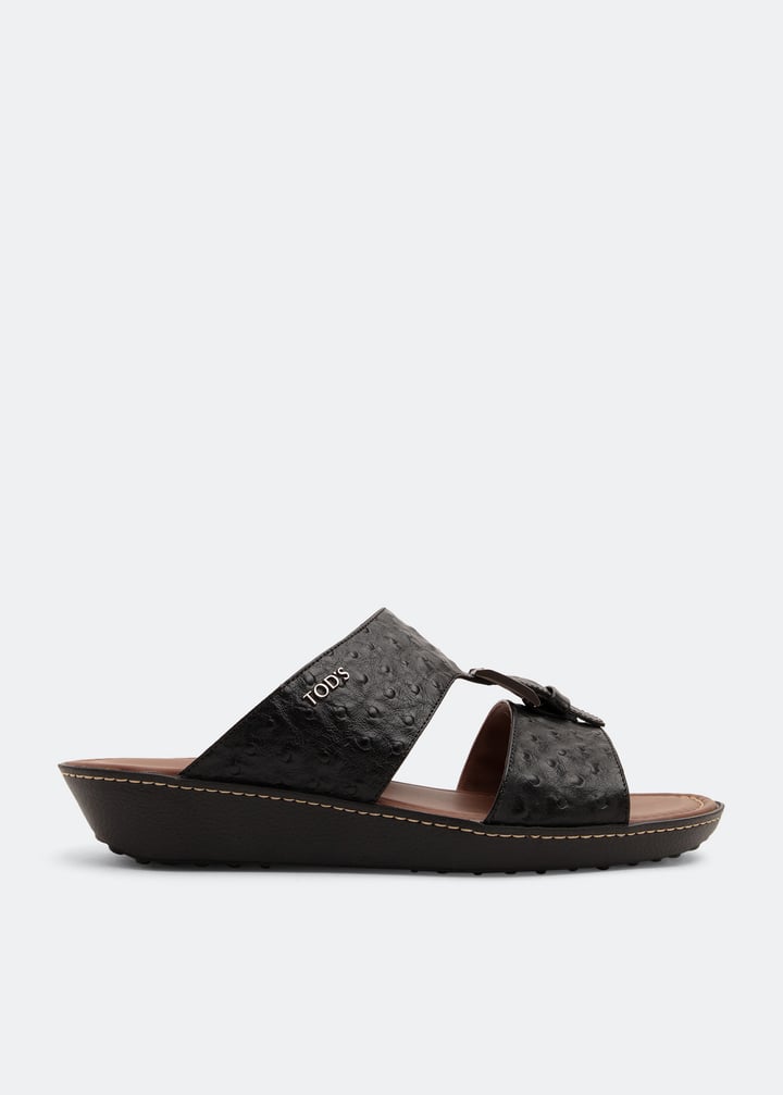 Tod's男士鸵鸟皮凉鞋- 阿联酋黑色| Level Shoes