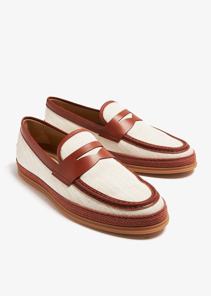 Tod's Canvas loafers for Men Cream in KSA Level Shoes