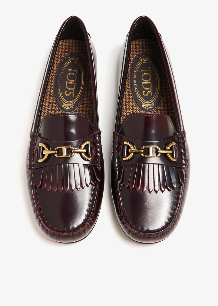 Tod\'s T Timeless Gommino Loafers in Burgundy Calf Leather Gommino leather loafers in burgundy - Tods | Mytheresa main image 2