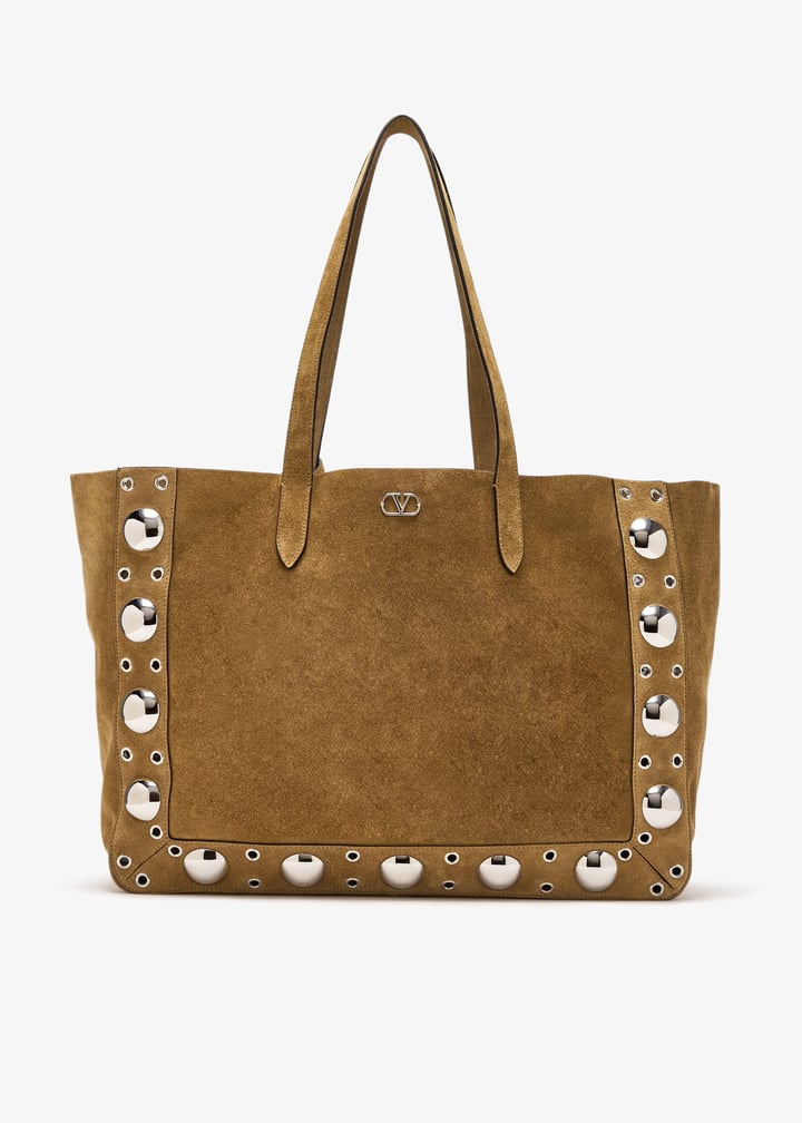 トートバッグ Valentino Garavani Beige Suede Nellcate Shopping Bag Valentino Garavani Nellcôte large shopping bag for Men