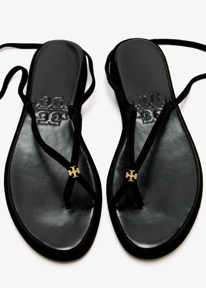 【関税&送料込】Tory Burch Black Suede Capri Sandals Capri Ankle Wrap Sandal: Women's Designer Sandals | Tory Burch