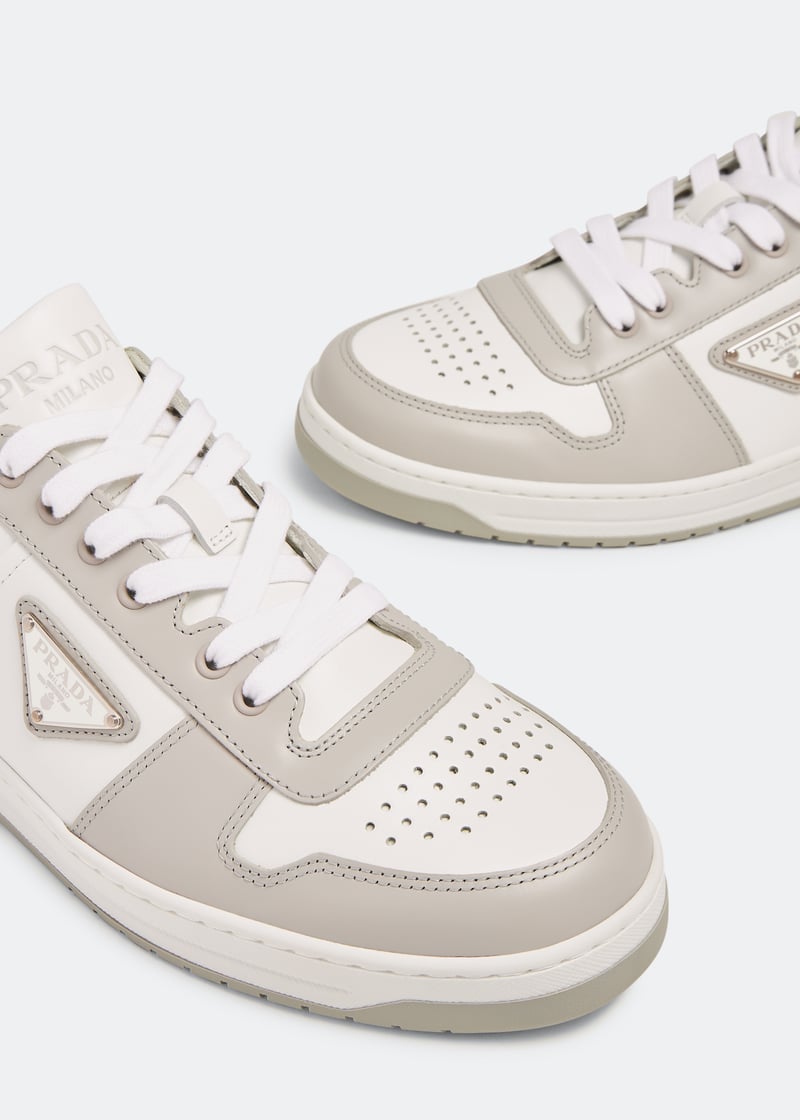 Prada Downtown leather sneakers for Men - Grey in Qatar