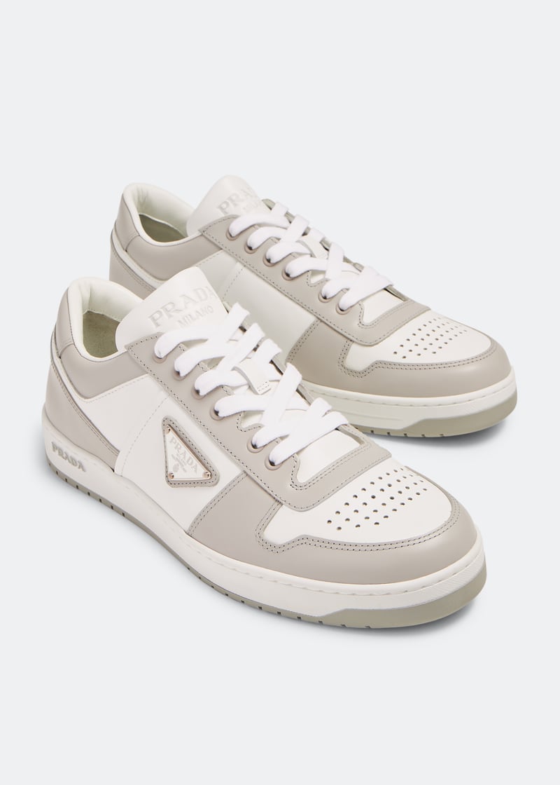 Prada Downtown leather sneakers for Men - Grey in Qatar