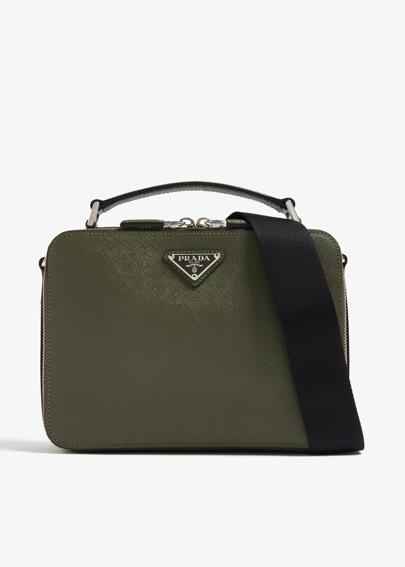 Prada brique saffiano 中号男士皮革包- 绿色阿联酋| level shoes