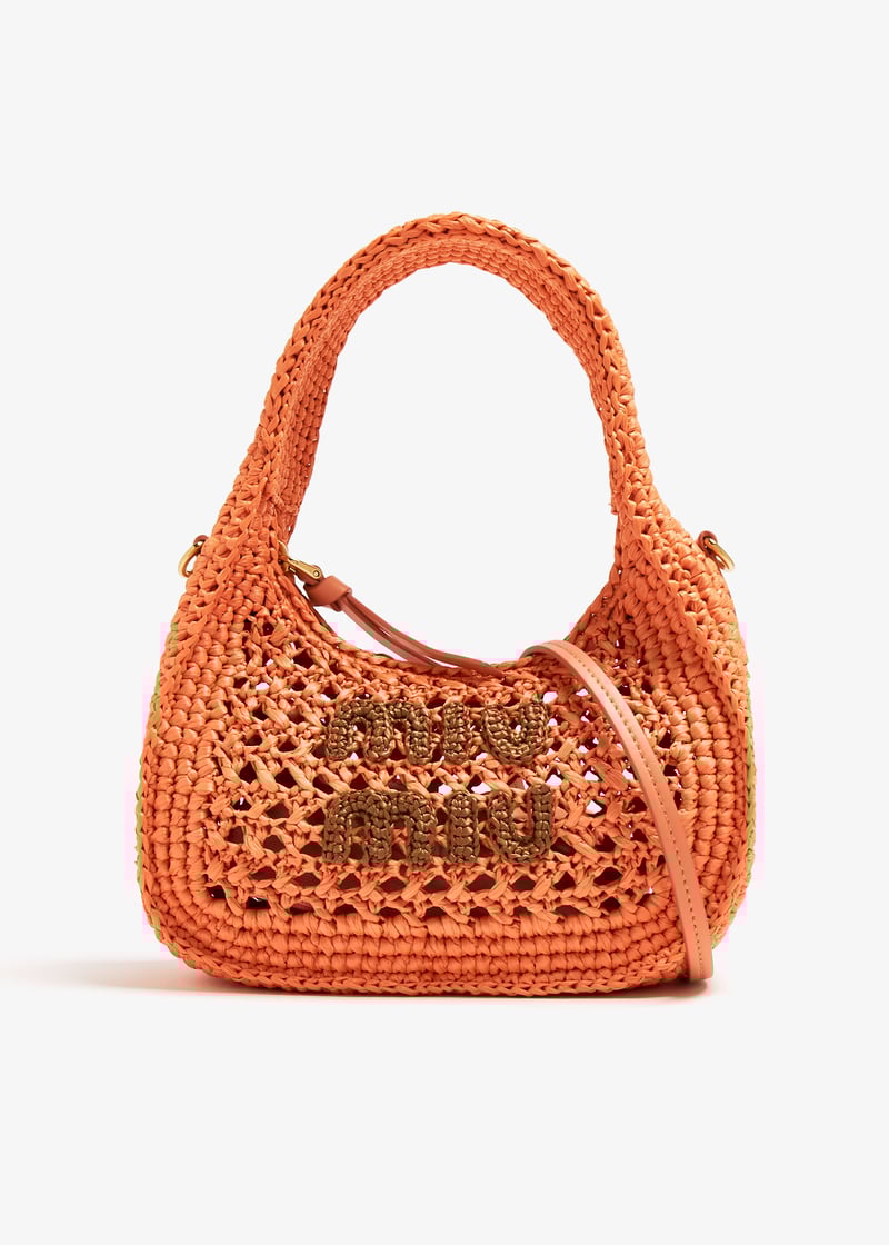 Miu Miu Wander raffia hobo bag for Women - Orange in Qatar