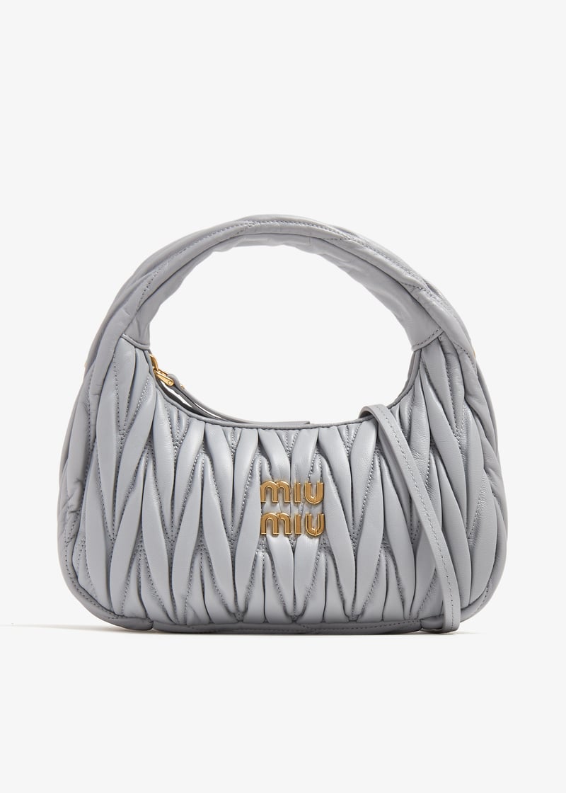 Miu Miu Wander matelassé mini hobo bag for Women - Grey in