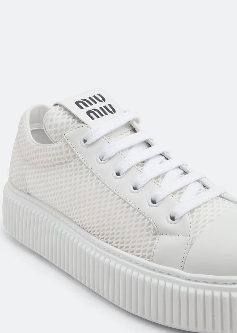最安値に挑戦！ Mesh Miu Miu flatform UAE in White - Women for sneakers チーク