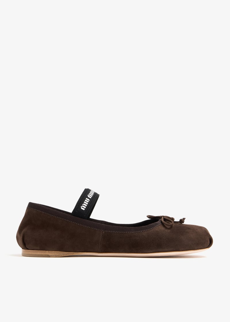 Miu Miu Suede ballerinas for Women - Brown in UAE | Level Shoes