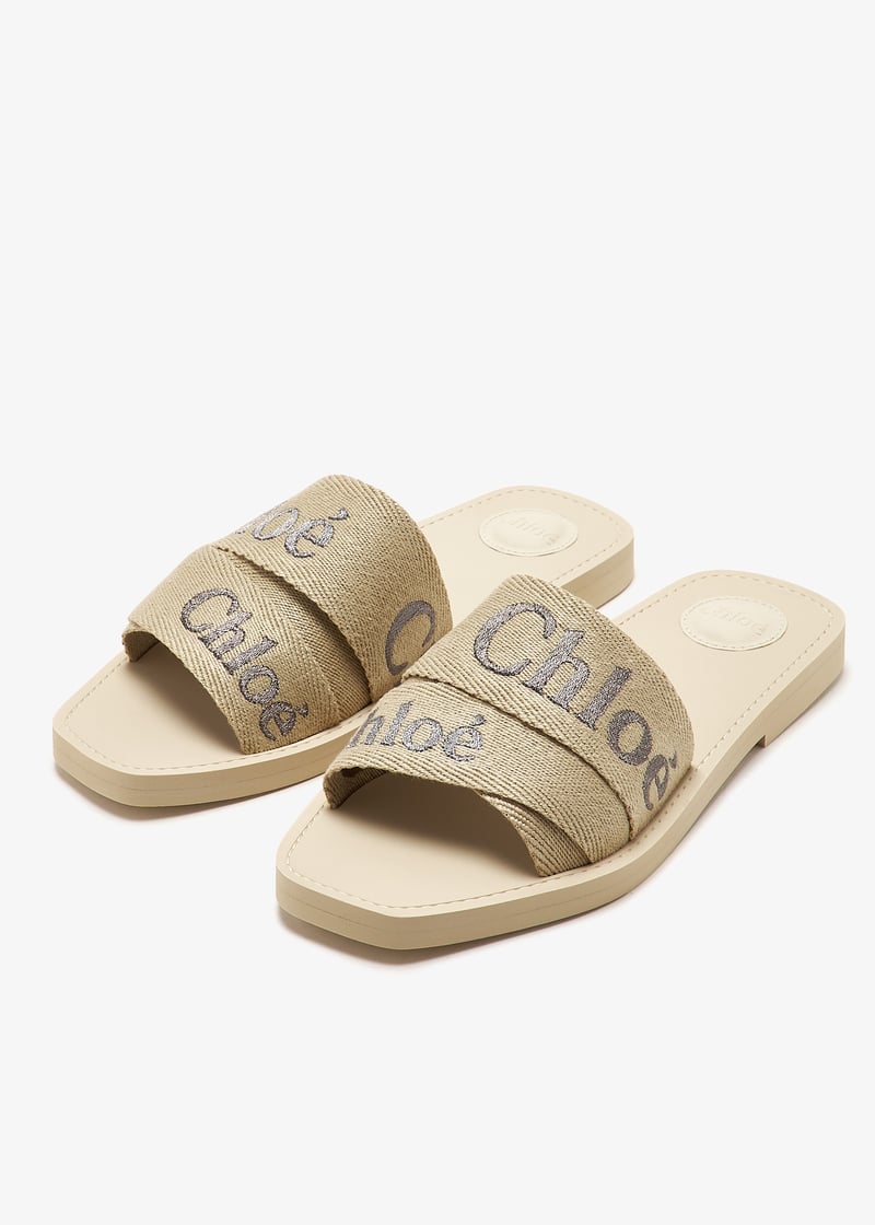 Chloe Woody Sandals Beige CHLOE Sandals Woody Flat Slides Sz 40