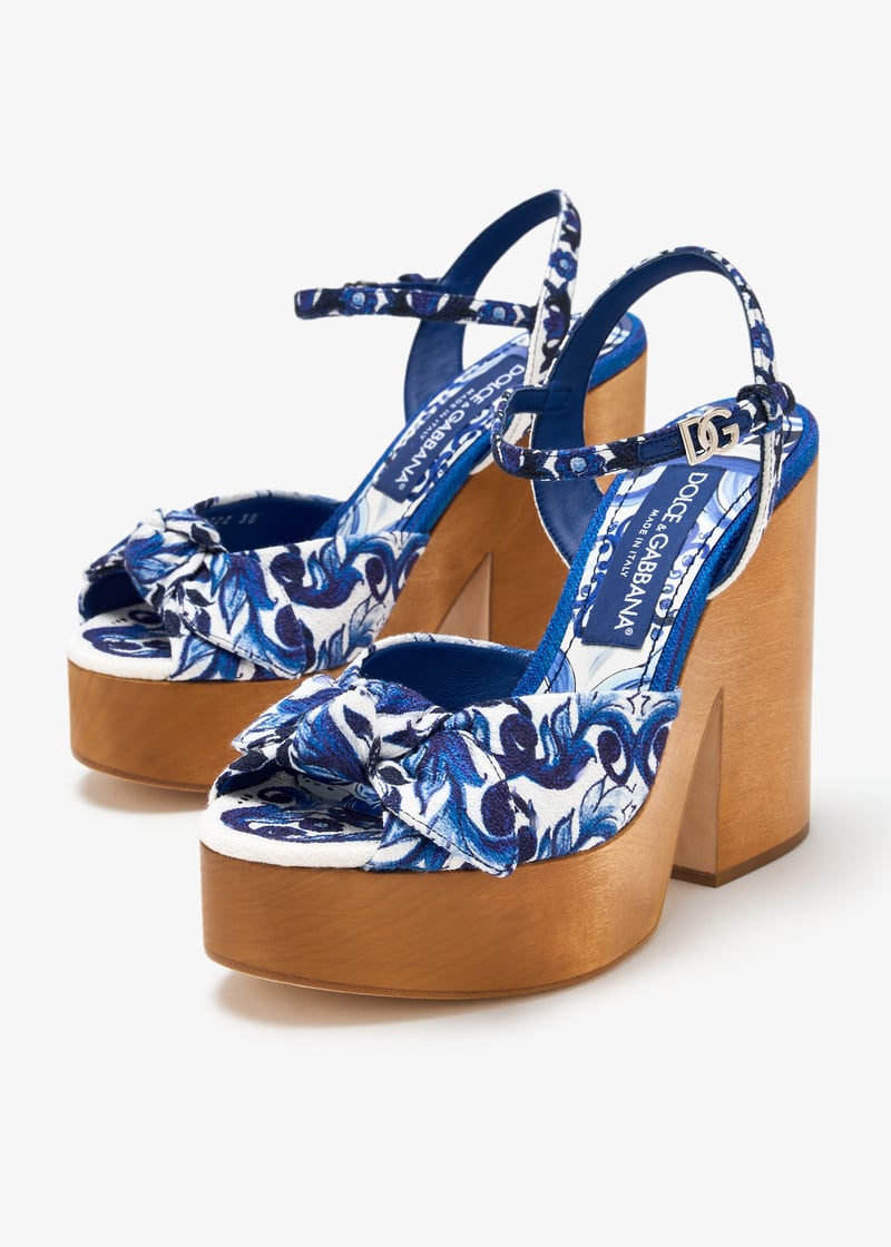 サンダル・ミュール Dolce & Gabbana FW25 'Maiolica' sandals (CZ0322A6514 I03TN) Dolce&Gabbana Maiolica-print wedge sandals for Women - Blue