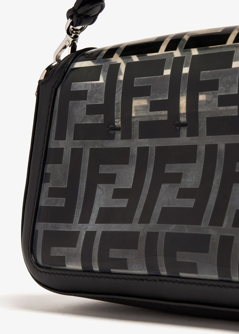 FENDI Pre-Loved Leather and Zucca Mini Baguette bag for