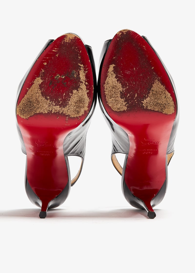 超格安価格 Christian pumps 120 Sling Number Private Pre-Loved Louboutin ハイヒール/パンプス