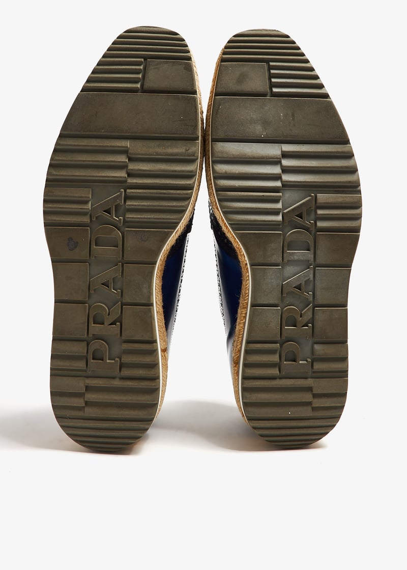 代引き人気 Pre-Loved Prada Brogue for shoes lace-up espadrille platform バッグ