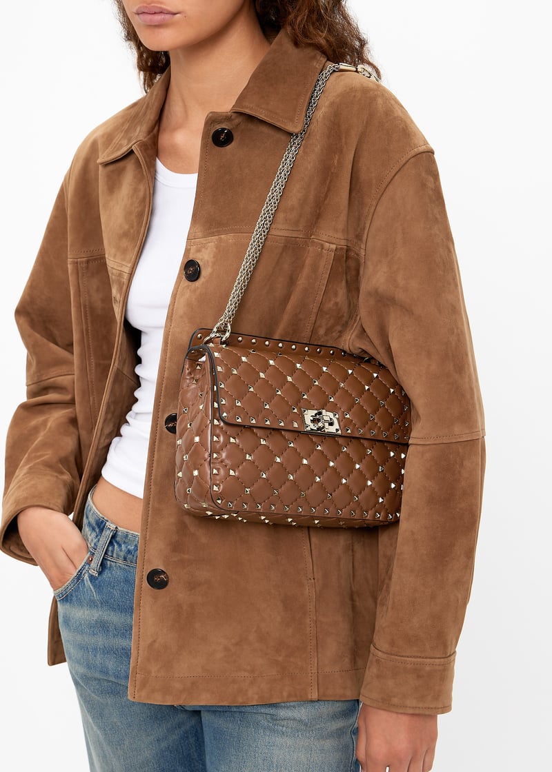 Cosette Rockstud Grainy Calfskin Crossbody Bag Valentino Medium