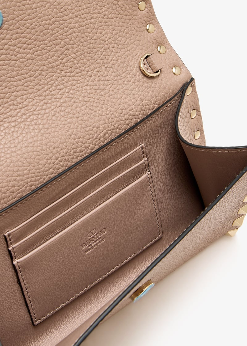 Valentino Garavani Rockstud chain wallet for Women - Beige