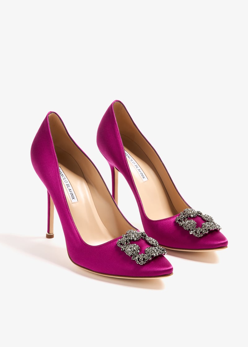 Manolo Blahnik Hangisi Embellished Satin Pumps-Via Manzoni