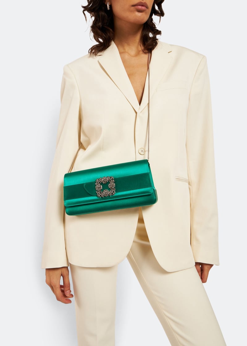 Manolo Blahnik Gothisi satin clutch for Women - Green in UAE