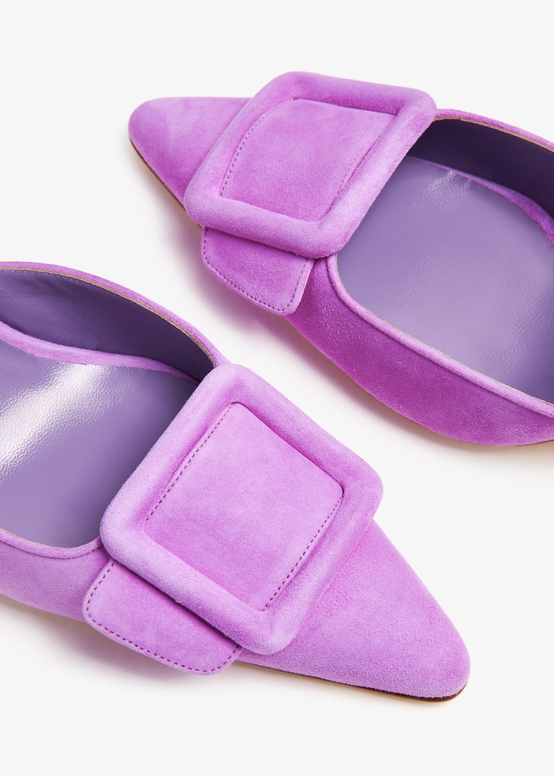 サンダル・ミュール Manolo Blahnik Martamod Flat Purple MARTAMOD | Pink Satin Jewel Buckled Flat Sandals | Manolo