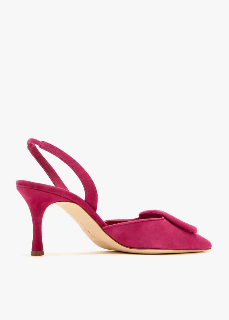 上品pink【Manolo Blahnik】『Maylura』スエードスリングバック Maysale suede mules in pink - Manolo Blahnik | Mytheresa