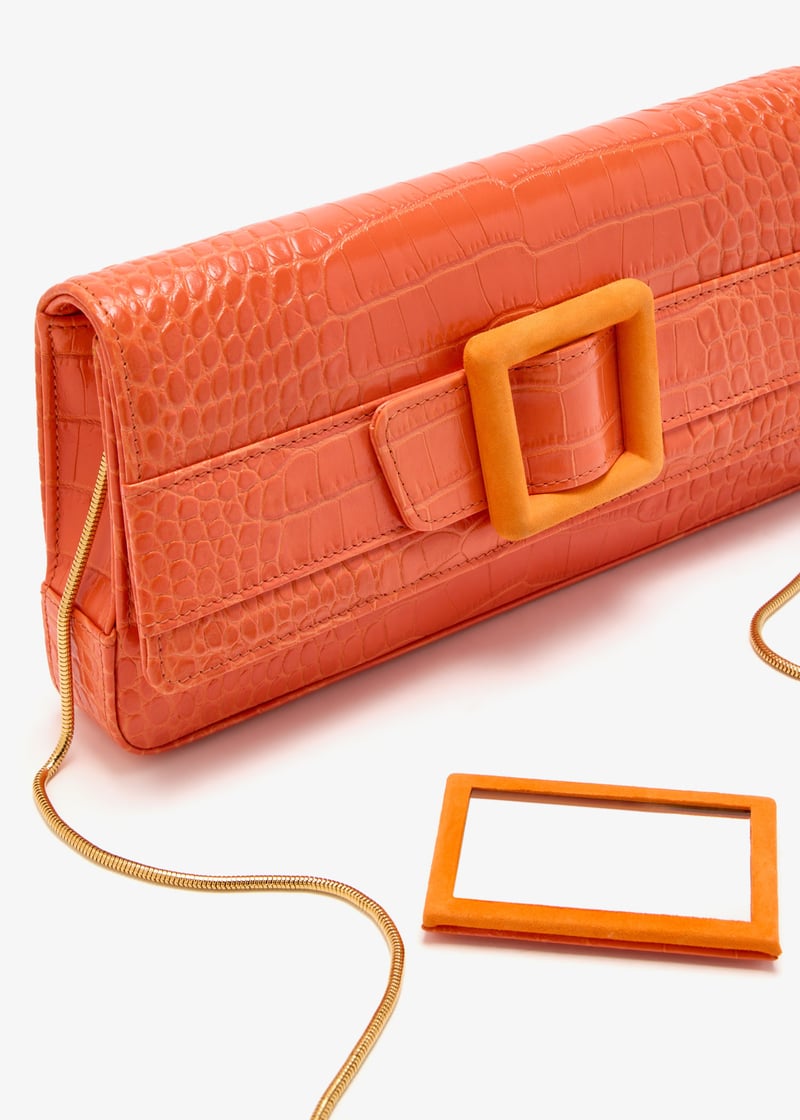 MANOLO BLAHNIK MAYGOT スエードバックルクラッチ Manolo Blahnik Maygot clutch for Women - Orange in UAE