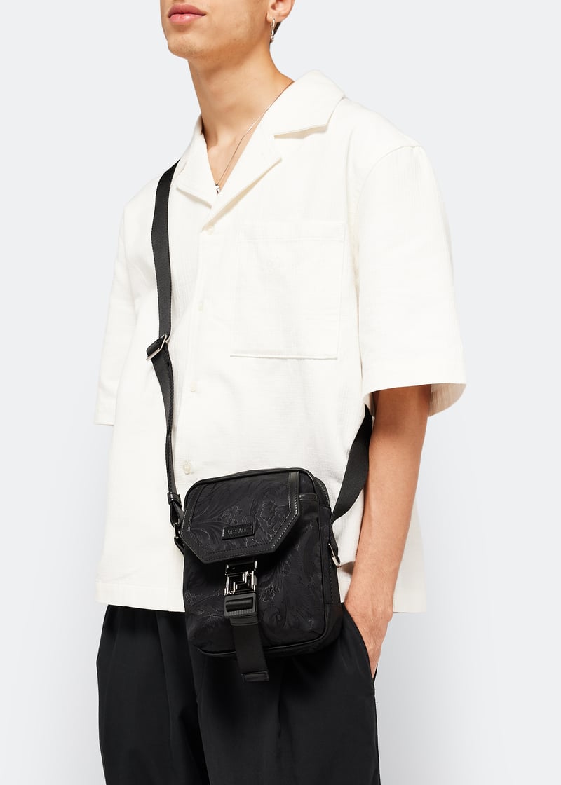 VERSACE｜ (Neo Nylon Barocco Messenger Bag(1011988 1A087 Versace Neo Nylon Jacquard Messenger Bag In Black | ModeSens