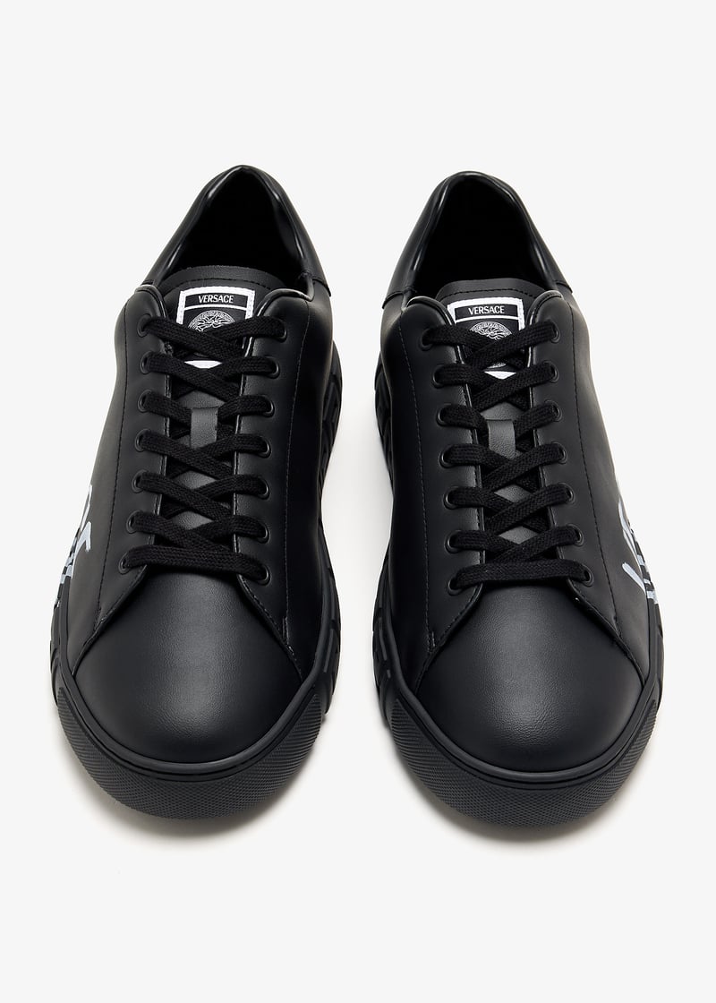 【関税＆送料込み】Versace Shoes Versace Women's Medusa Logo Black & White Leather Sneakers