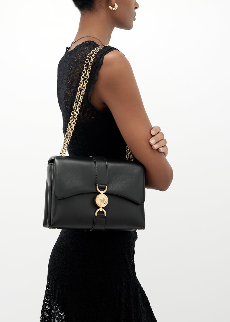 【関税&送料込】Versace Black Nappa Leather Kleio Shoulder B Kleio Quilted Mini Bag Red | VERSACE US