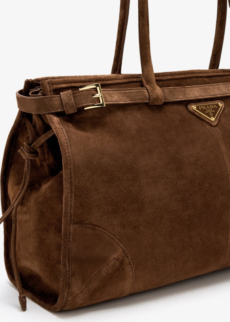 Prada Bonnie large suede handbag for Women - Brown in Qatar