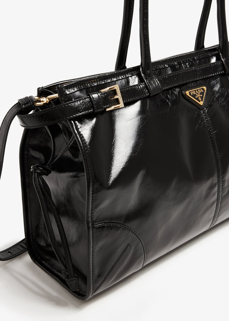 Prada Bonnie large leather handbag for Women - Black in