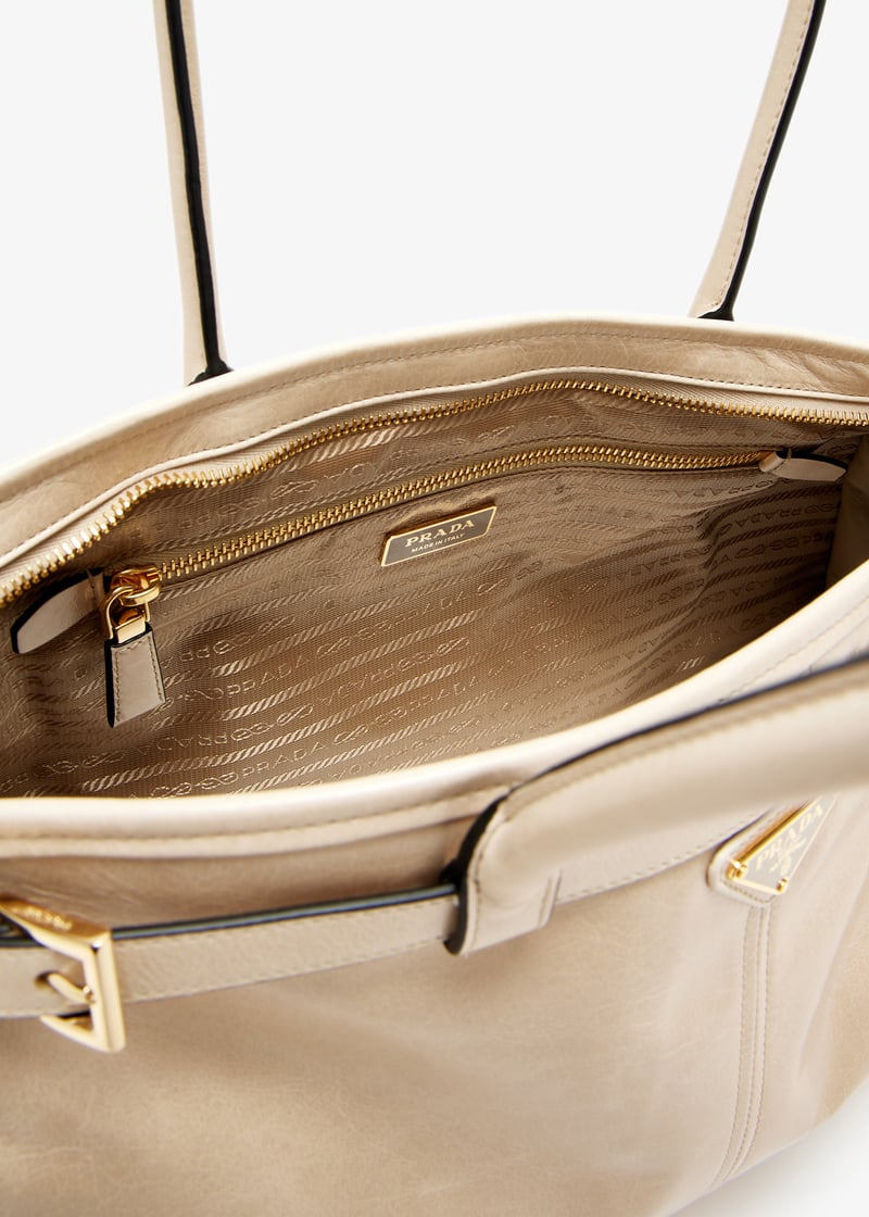 Prada Bonnie large leather handbag for Women - Beige in