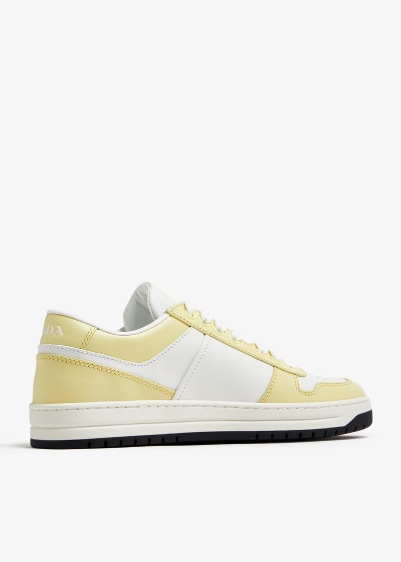 Prada Downtown leather sneakers for Women - Yellow in Qatar