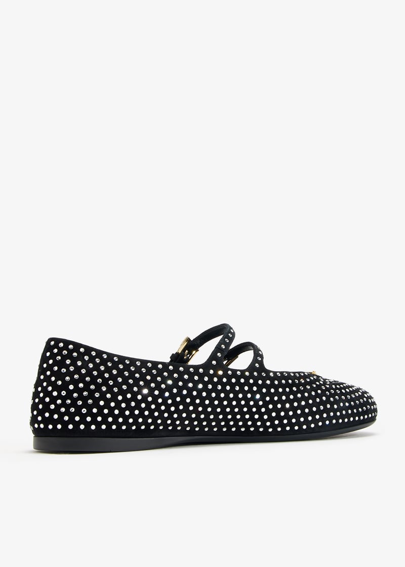 Prada Crystal suede ballerinas for Women - Black in Kuwait