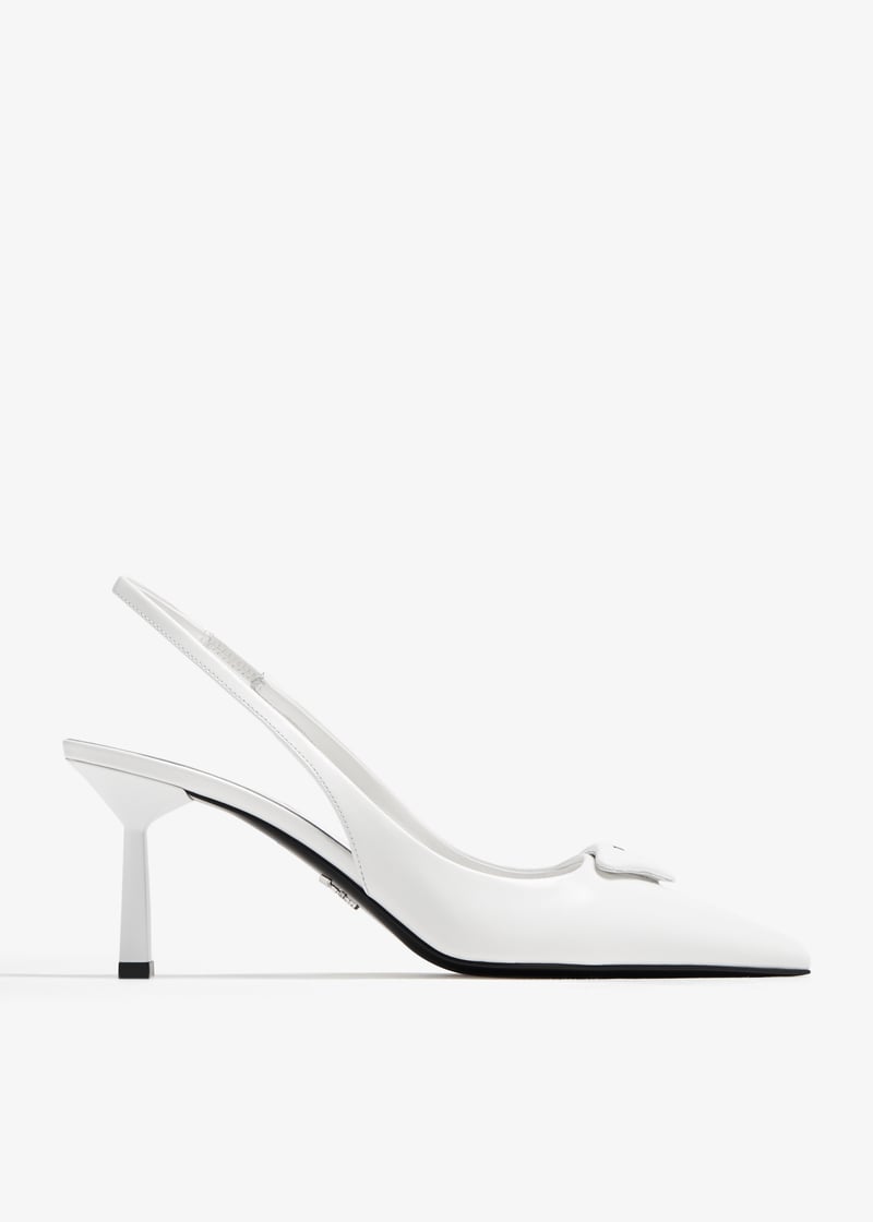 Prada Brushed leather slingback pumps for Women - White in