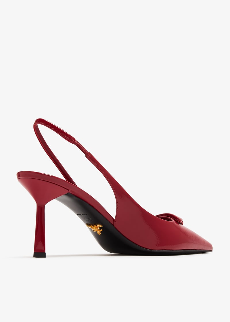 【日本入手困難】Patent leather slingback pumps パンプス Slingback pumps in black leather with studs | The Kooples US