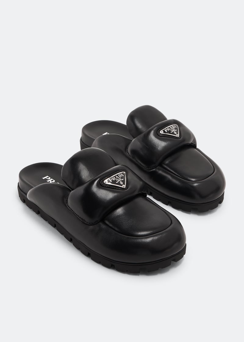 関税込◆送料無料!【PRADA】Soft Padded 20mm Sabots Prada Soft padded nappa leather sabots for Women - Black in