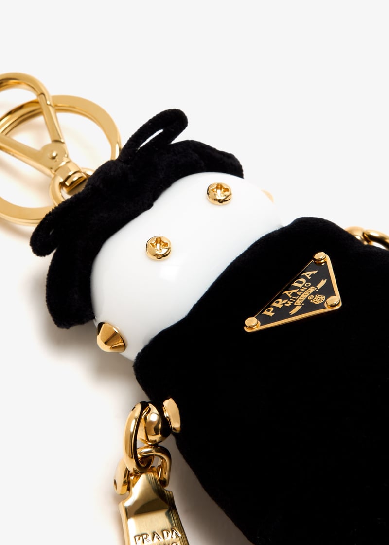 Prada Soft Robot velvet bag charm for Women - Black in KSA