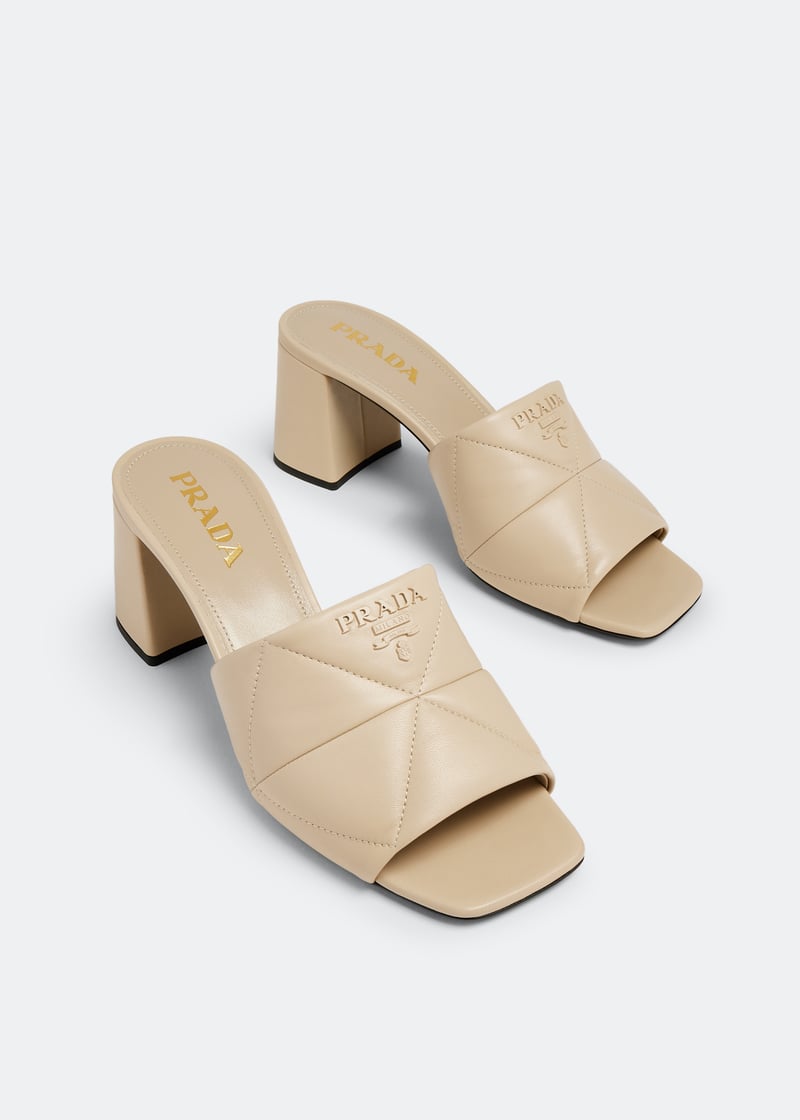 サンダル・ミュール PRADA Women Sandals 1XX750F020027 F0018 NATURALE Beige Prada Quilted nappa leather heeled sandals for Women - Beige