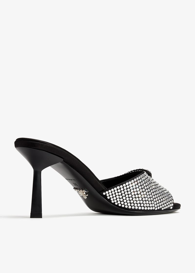 Prada Crystal-embellished satin sandals for Women - Black in