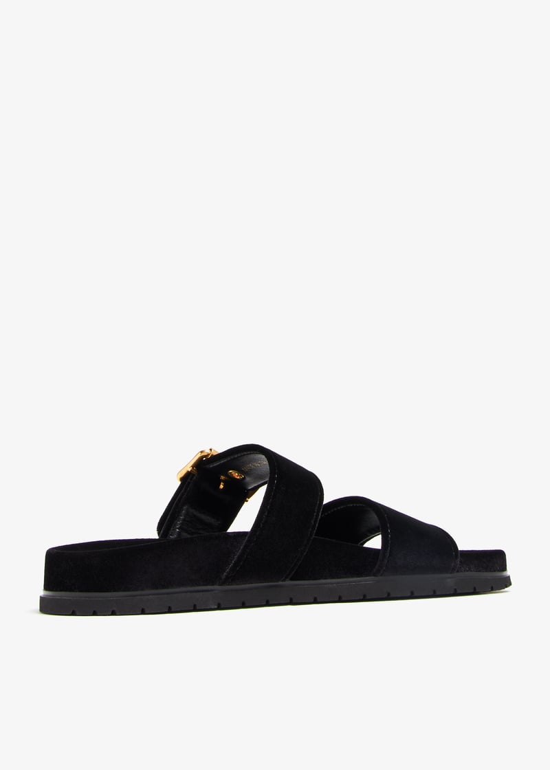 Prada Velvet slide sandals for Women - Black in UAE | Level