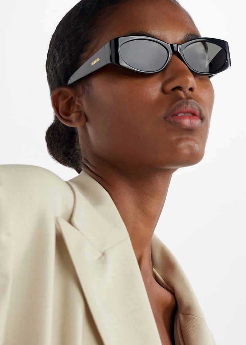 サングラス JACQUEMUS Woman Sunglasses Leather 245AC6545040 804 Jacquemus Les Lunettes Ovalo sunglasses for Women - Black in