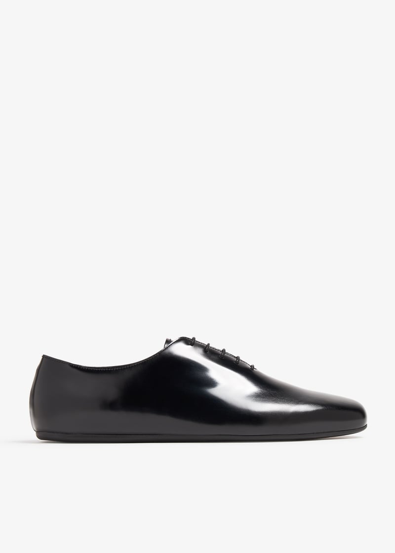 Prada Brushed leather lace-up shoes for Men - Black in KSA